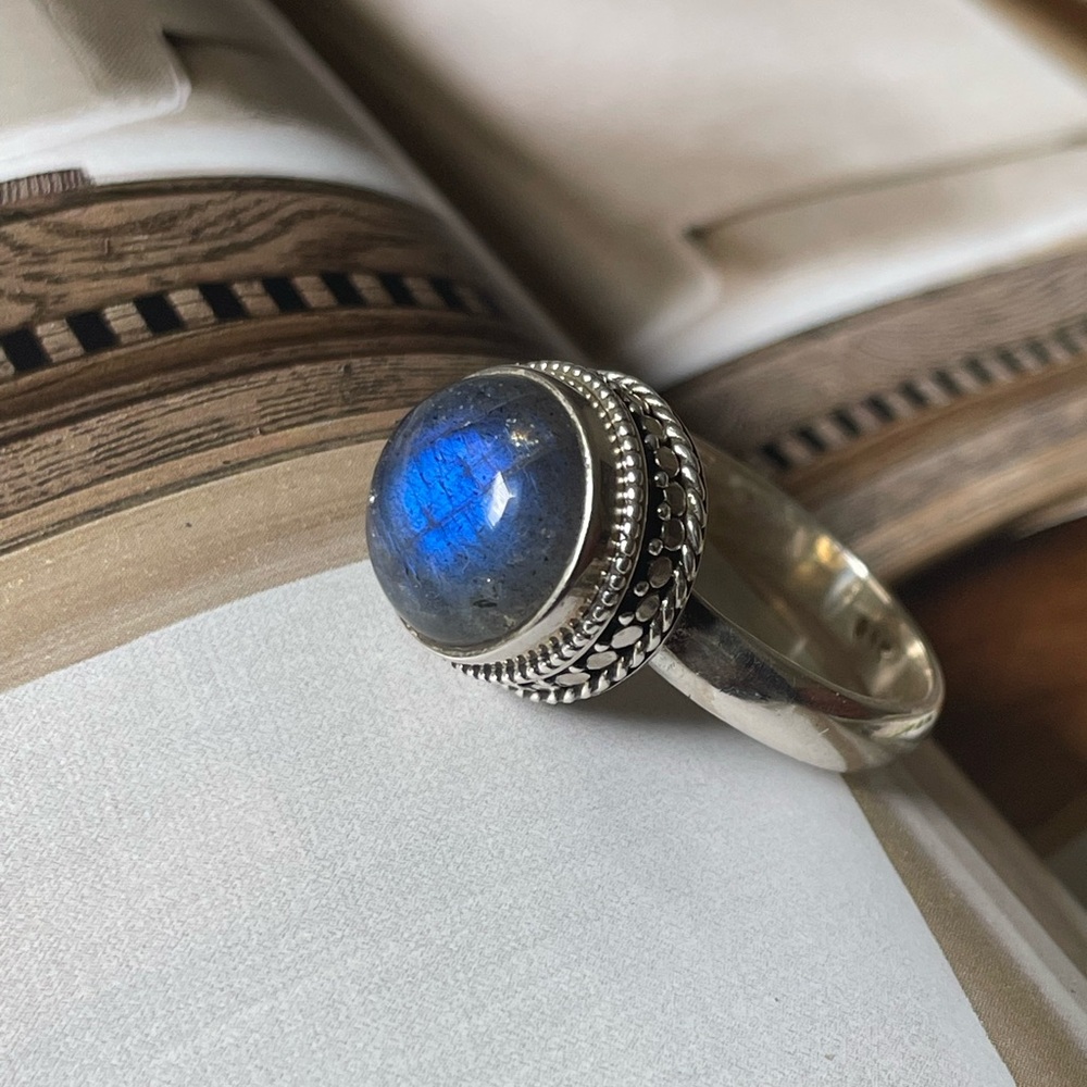925 Sterling Silver Labradorite Ring Us: 9.5
